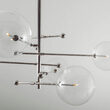 Candelabru modern cu 6 brate din alama masiva si abajururi din sticla suflata, RD 15, B013 SchwungHome