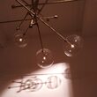Candelabru modern cu 8 brate din alama masiva si abajururi din sticla suflata, RD 15, B080 Schwunghome