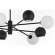 Candelabru modern negru abajururi sticla opal 4xG9/60W si 4xGU10/60W Moka 1998 Jupiter