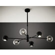 Candelabru modern negru abajururi transparente 3xG9/60W si 3xGU10/60W Moka 1995 Jupiter