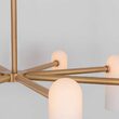 Candelabru modern cu 8 brate din alama masiva si abajururi din sticla opal, Odyssey MD, B155 SchwungHome