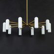Candelabru modern cu 10 brate din alama masiva si abajururi din sticla opal, Odyssey LG, B156 SchwungHome