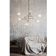 Candelabru modern cu 6 brate din alama masiva si abajururi din sticla suflata, RD 15, B013 SchwungHome