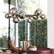 Candelabru modern negru abajururi sticla fumurie 14xG9/15W, Perlage SP14 271385 Ideal Lux