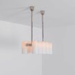 Candelabru modern cu 10 brate din alama masiva si abajururi din sticla opal, Odyssey Linear XS, B143 SchwungHome