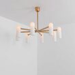 Candelabru modern cu 8 brate din alama masiva si abajururi din sticla opal, Odyssey MD, B155 SchwungHome