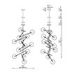 Candelabru modern cu 12 brate din alama masiva si abajururi din sticla suflata, RD 15, B100 SchwungHome