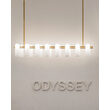 Candelabru modern cu 16 brate din alama masiva si abajururi din sticla opal, Odyssey Linear LG, B158 SchwungHome