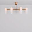 Candelabru modern cu 8 brate din alama masiva si abajururi din sticla opal, Odyssey MD, B155 SchwungHome