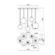 Lustra moderna cromata abajururi sticlă cuprată 5xE27/42W, Bowl 01-2080 Redo