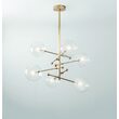 Candelabru modern cu 6 brate din alama masiva si abajururi din sticla suflata, RD 15, B013 SchwungHome
