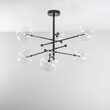 Candelabru modern cu 6 brate din alama masiva si abajururi din sticla suflata, RD 15, B013 SchwungHome
