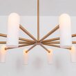 Candelabru modern cu 10 brate din alama masiva si abajururi din sticla opal, Odyssey LG, B156 SchwungHome