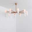 Candelabru modern cu 10 brate din alama masiva si abajururi din sticla opal, Odyssey LG, B156 SchwungHome