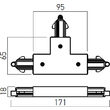 Element conexiune in T și alimentare stanga 2 şine MT1010 BK Arelux