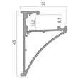 Profil aluminiu extrudat rafturi sticla 2 m Arelux PRF161/200
