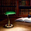 Veioza clasica aurie abajur sticla verde 1xE27/60W, Lawyer TL1 013657 Ideal Lux