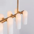 Candelabru modern cu 16 brate din alama masiva si abajururi din sticla opal, Odyssey Linear LG, B158 SchwungHome
