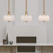 Candelabru modern cu 6 brate din alama masiva si abajururi din sticla opal, Odyssey, B142 SchwungHome