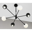 Candelabru modern negru abajururi sticla opal 3xG9/60W si 3xGU10/60W Moka 1997 Jupiter