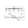 Plafoniera moderna dispersoare orientabile negre GU10/35W, Crius 5x04-540 Smarter