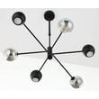Candelabru modern negru abajururi fumurii 3xG9/60W si 3xGU10/60W Moka 1974 Jupiter