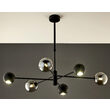 Candelabru modern negru abajururi fumurii 3xG9/60W si 3xGU10/60W Moka 1974 Jupiter
