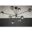 Candelabru modern negru abajururi fumurii 4xG9/60W si 4xGU10/60W Moka 1975 Jupiter