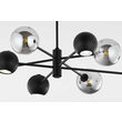 Candelabru modern negru abajururi fumurii 4xG9/60W si 4xGU10/60W Moka 1975 Jupiter