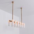 Candelabru modern cu 12 brate din alama masiva si abajururi din sticla opal, Odyssey Linear MD, B157 SchwungHome