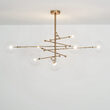 Candelabru modern cu 8 brate din alama masiva si abajururi din sticla suflata, RD 15, B080 Schwunghome