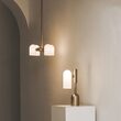 Candelabru modern cu 4 brate din alama masiva si abajururi din sticla opal, Odyssey, B141 SchwungHome