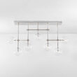 Candelabru modern din alama masiva si abajururi din sticla suflata, Soap B7 LG, B028 Schwunghome