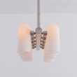 Candelabru modern cu 10 brate din alama masiva si abajururi din sticla opal, Odyssey Linear XS, B143 SchwungHome
