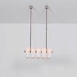 Candelabru modern cu 10 brate din alama masiva si abajururi din sticla opal, Odyssey Linear XS, B143 SchwungHome