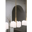 Candelabru modern cu 6 brate din alama masiva si abajururi din sticla opal, Odyssey, B142 SchwungHome