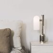 Veioza/lampa de birou moderna din alama masiva cu abajur din sticla opal, Odyssey, B148 SchwungHome