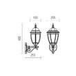 Aplica exterior IP44 negru antichizat auriu sticla fatetata, Sevilla 9604 Smarter
