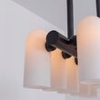 Candelabru modern cu 10 brate din alama masiva si abajururi din sticla opal, Odyssey Linear XS, B143 SchwungHome