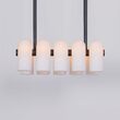 Candelabru modern cu 10 brate din alama masiva si abajururi din sticla opal, Odyssey Linear XS, B143 SchwungHome