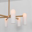 Candelabru modern cu 6 brate din alama masiva si abajururi din sticla opal, Odyssey SM, B154 SchwungHome