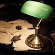 Veioza clasica aurie abajur sticla verde 1xE27/60W, Lawyer TL1 013657 Ideal Lux