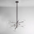 Candelabru modern cu 6 brate din alama masiva si abajururi din sticla suflata, RD 15, B013 SchwungHome