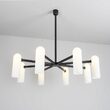 Candelabru modern cu 10 brate din alama masiva si abajururi din sticla opal, Odyssey LG, B156 SchwungHome
