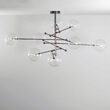 Candelabru modern cu 8 brate din alama masiva si abajururi din sticla suflata, RD 15, B080 Schwunghome