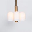 Candelabru modern cu 6 brate din alama masiva si abajururi din sticla opal, Odyssey, B142 SchwungHome