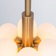 Candelabru modern cu 6 brate din alama masiva si abajururi din sticla opal, Odyssey, B142 SchwungHome