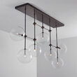 Candelabru modern din alama masiva si abajururi din sticla suflata, Soap B7 LG, B028 Schwunghome