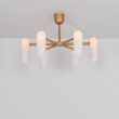 Candelabru modern cu 6 brate din alama masiva si abajururi din sticla opal, Odyssey SM, B154 SchwungHome