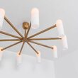 Candelabru modern cu 10 brate din alama masiva si abajururi din sticla opal, Odyssey LG, B156 SchwungHome